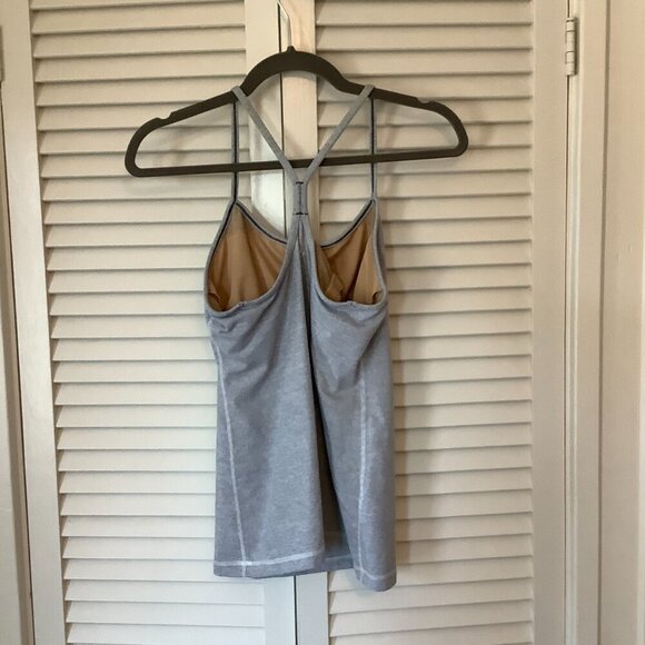 Lululemon women's racerback tank top 8 'Power Y' striped athletic grey - Picture 4 of 6